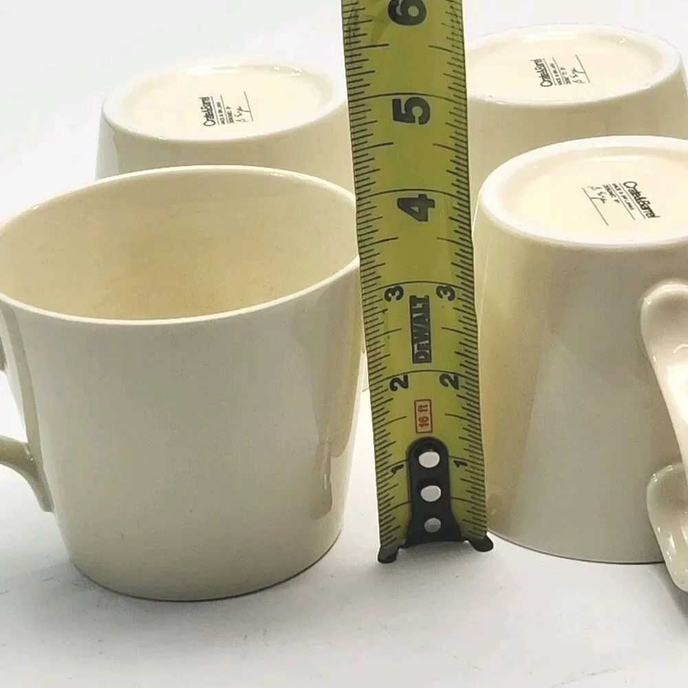 Crate & Barrel Coffee Mugs Set of 6 Ivory 3.25